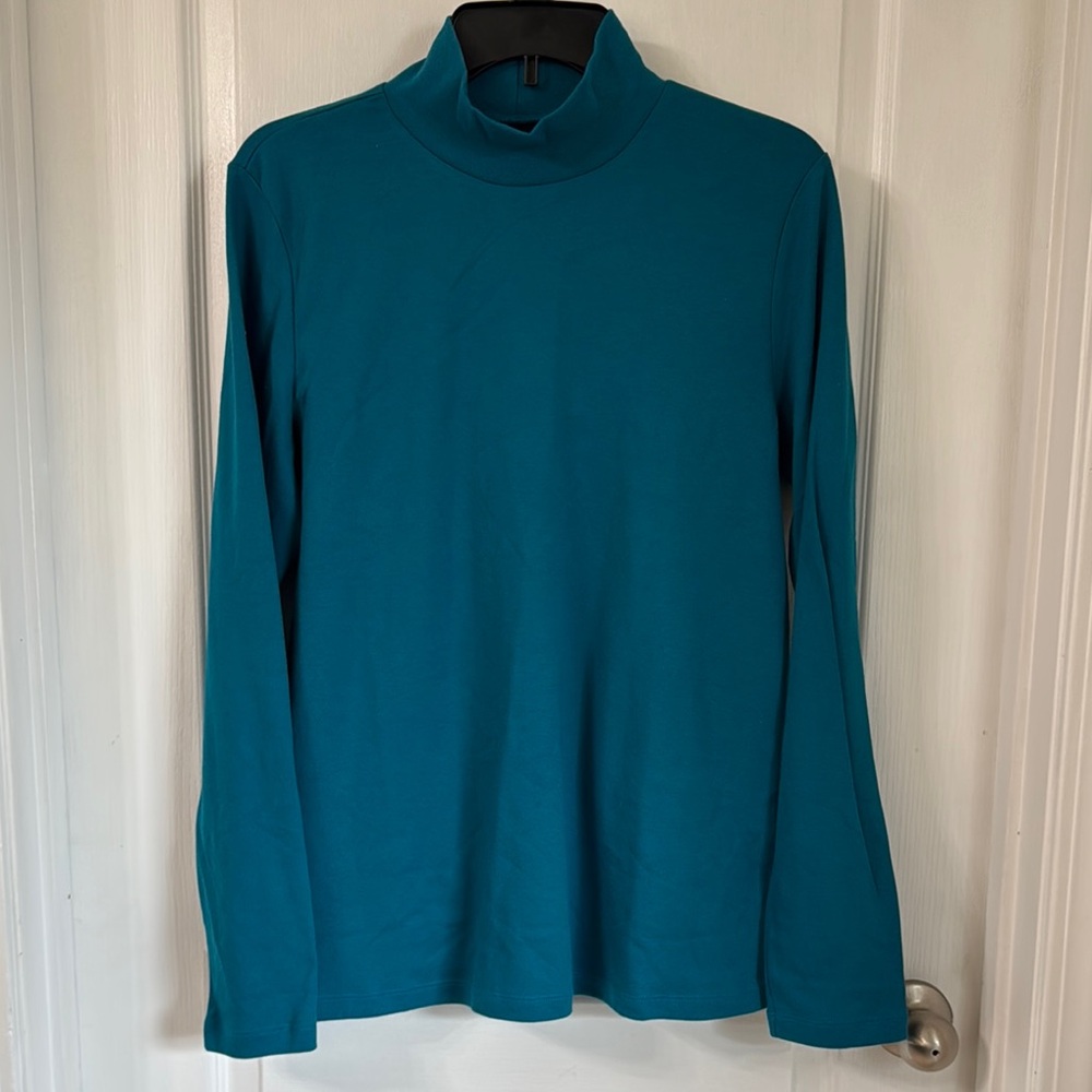 St John’s Bay Teal Long Sleeve Turtleneck Top SZ L